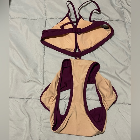 J. Crew Berry Plum Cutout Monokini One Piece Swimsuit. Size US 4 - Picture 9 of 9